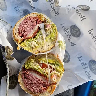 The Caveman on toasted sour roll...A+! The Caveman Sandwich