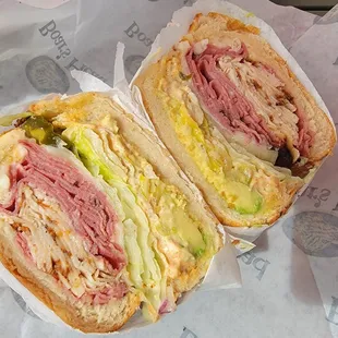 Student driver - pastrami, Turkey (I think), avocado, spicy mayo, cheese on dutch crunch