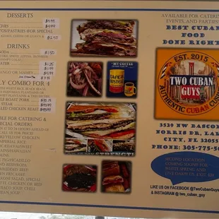 a menu for two cuban guys