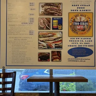 a menu for a restaurant
