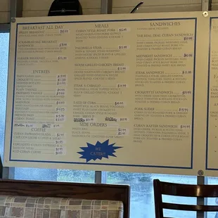 a menu for a restaurant