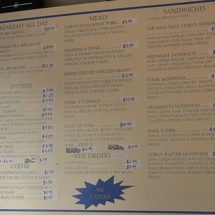 menu