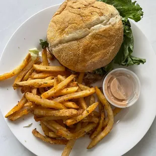 Built my own burger and got a side of the amazing fries!