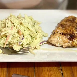 Swordfish and wasabi slaw