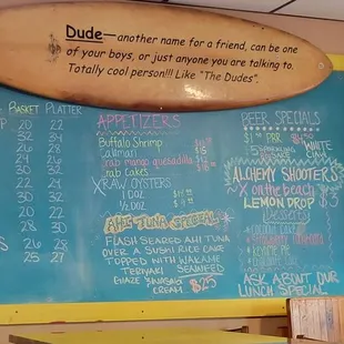Menu board. They were out of a few things.
