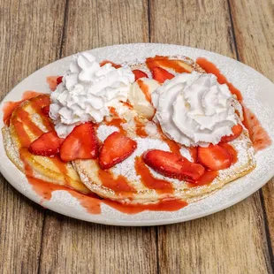 Strawberry whipped cream pancakes!