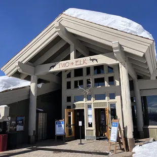 the entrance to a ski resort