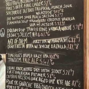 Current beer list at Two Frogs