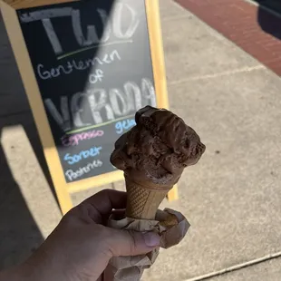 Chocolate gelato cone is so deliciously smooth and creamy!!