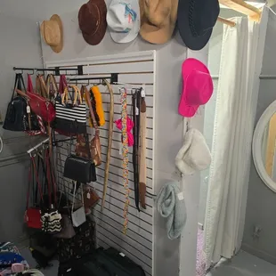 Purses and hats and belts