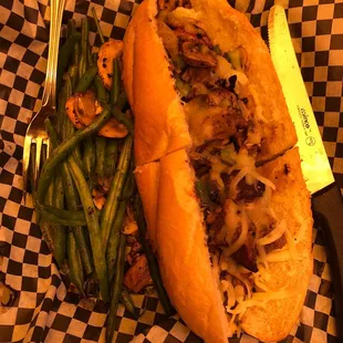 Cheesesteak with veggies instead of fries