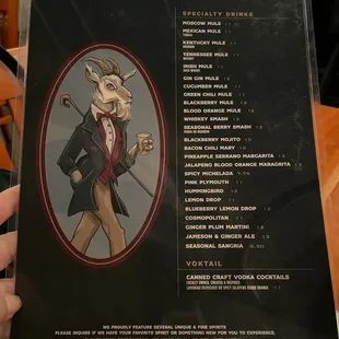Drinks menu side 2