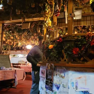 a fruit stand in a restaurant