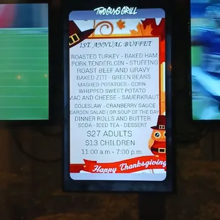 Thanksgiving dinner, you&apos;ll have to enlarge it to read.