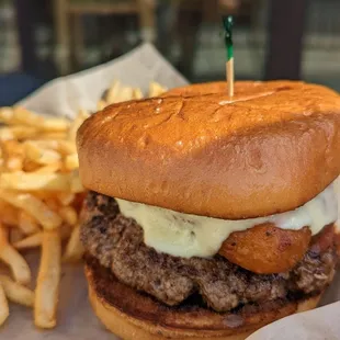 Brooklyn burger with skinny fries