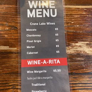 Wine menu
