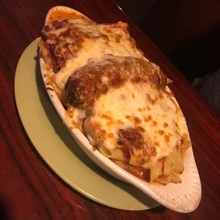 Hubby&apos;s 3-way Pasta.  Lasagna Baked Ziti and sausage