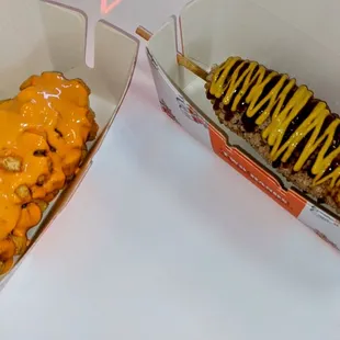 Potato dog with beef sausage &amp; Crispy rice dog with beef sausage