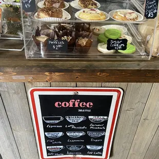 coffee and pastries on display