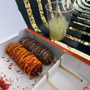 Two of our three items on a stick