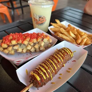 Potato Dog Kimchi Seasoning Fries Lemonade Slush Spicy Dog