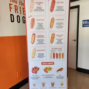 a menu for two hands corn dogs