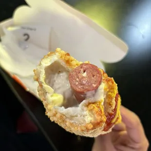 crispy rice dog still had raw batter on the inside