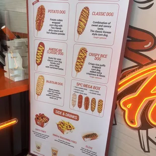 a menu at a fast food restaurant