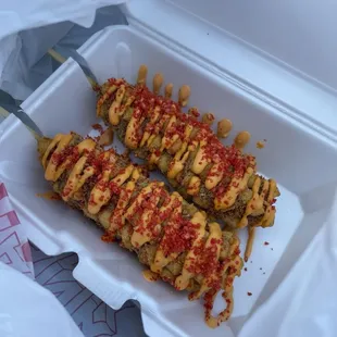 Potato Dog with sausage inside