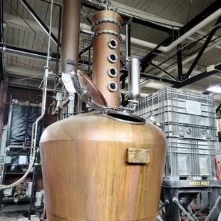 a copper still in a factory