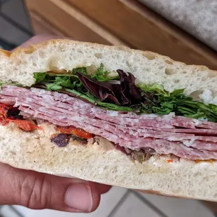Salami, goat cheese, roasted red peppers