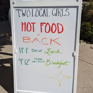 a hot food back sign