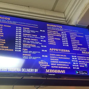 menu