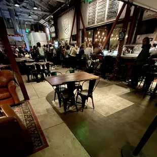 tables and chairs in a restaurant