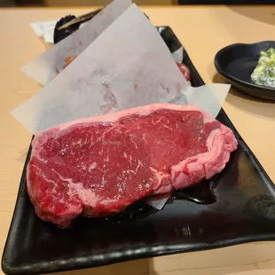 First round of ribeye (front), bulgogi and golbi