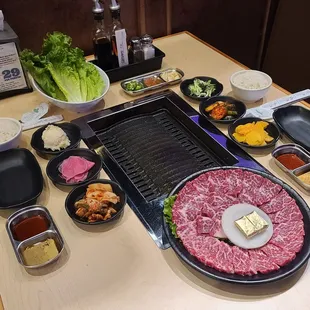 a variety of foods on a table