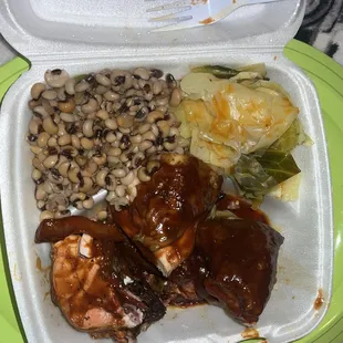 Barbecue Chicken, Cabbage, &amp; Black Eye Peas