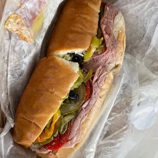 Italina Sub Was piled high with meats and fresh fixings. Really good.