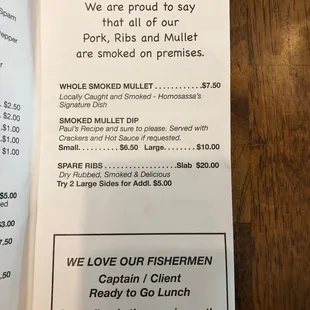 a menu