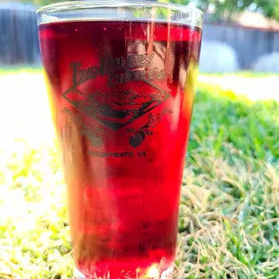 Pom in one of their pint glasses that I bought!