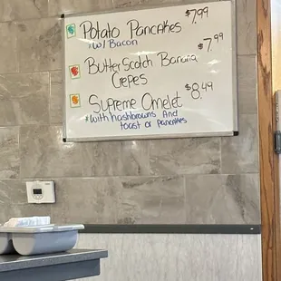 Daily breakfast special board