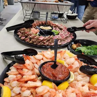 Shrimp Cocktail &amp; Ahi Tuna platter with ginger, wasabi &amp; chutney