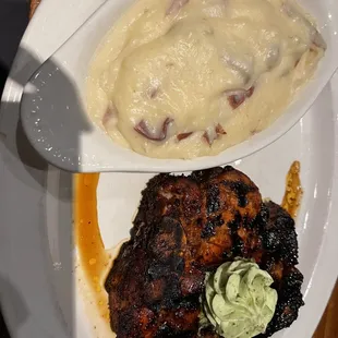 Cuban Rubbed Pork Porterhouse and Garlic Mashed Potatoes