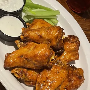 Buffalo Wings w/Blue Cheese &amp; Ranch Dressing.