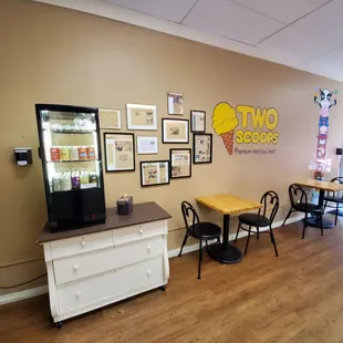 a table and chairs in a room