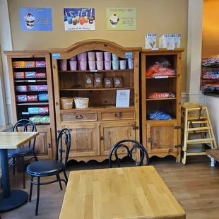 a table and chairs in a store