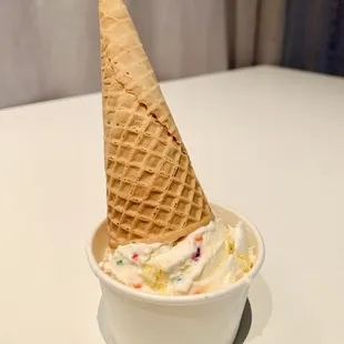 a cone of ice cream