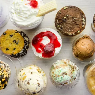 a variety of ice creams