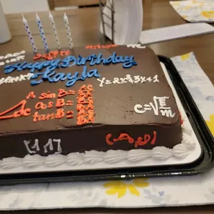 a chocolate birthday cake