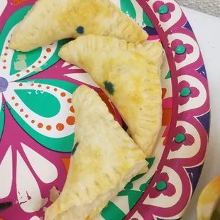 Puffs with a choice of chicken,  beef or pork stuffing